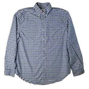 Free Assembly Button Down Shirt Mens L Blue Gingham Plaid Long Sleeve Cotton